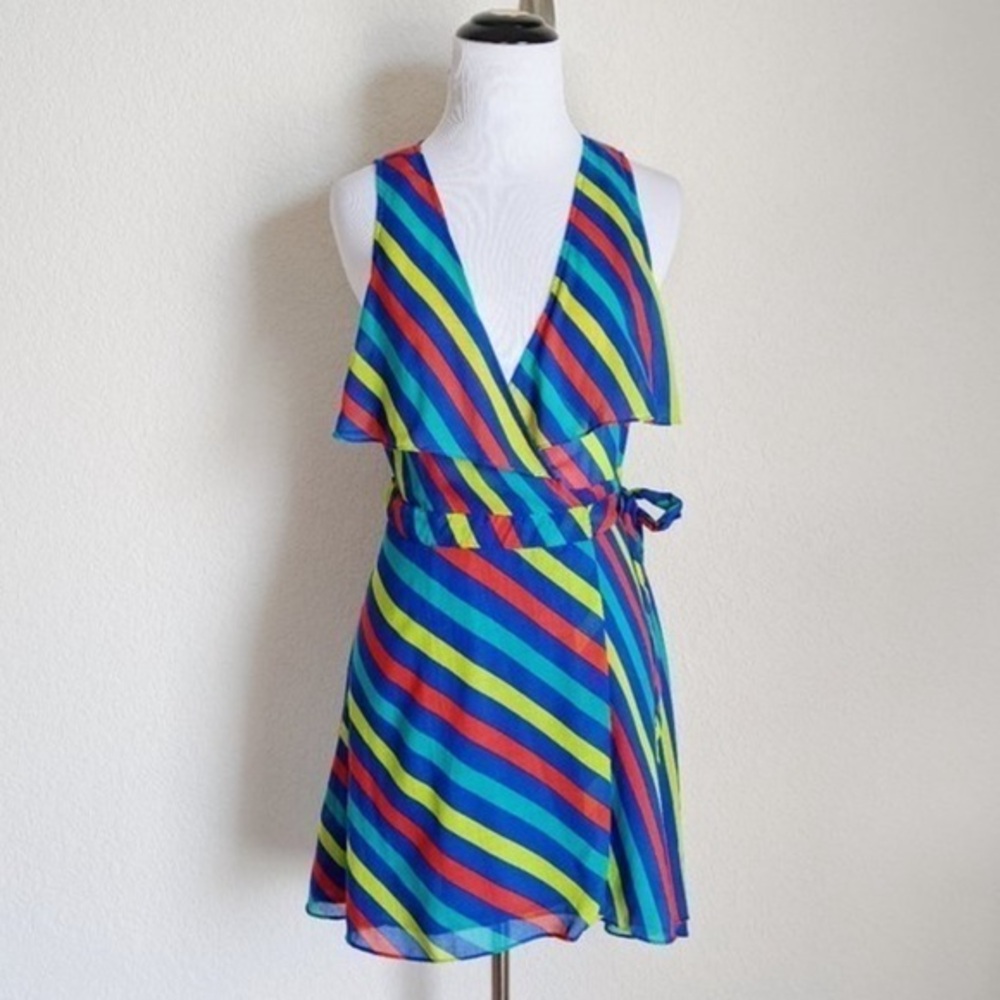 Urban Outfitters Bright Striped Wrap Dress